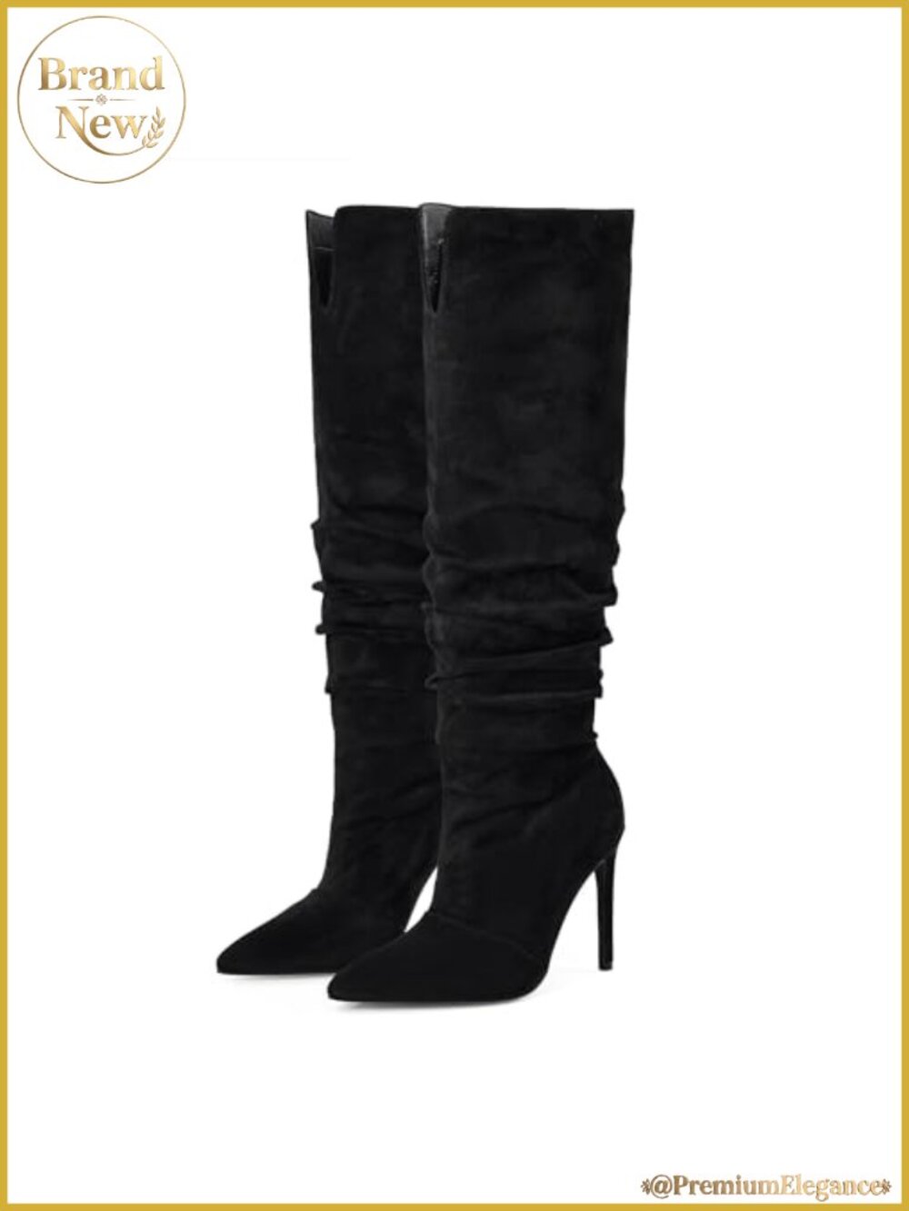 Women's Pointed Toe Stiletto Heel Slouchy Knee High Boots Slip On